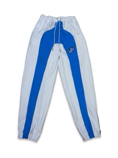 Jogging coton bi-color VENYCE — face, coloris bleu et blanc, monogramme VY brodé