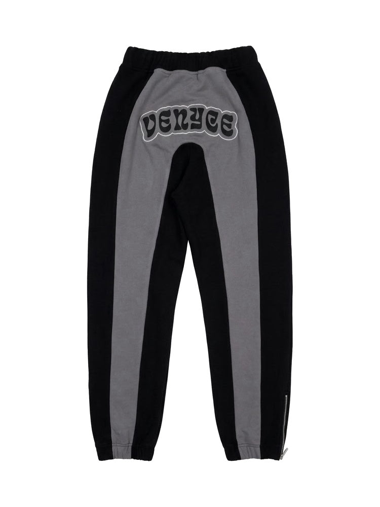 Jogging coton bi-color VENYCE — dos, coloris noir et gris, lettrage VENYCE brodé