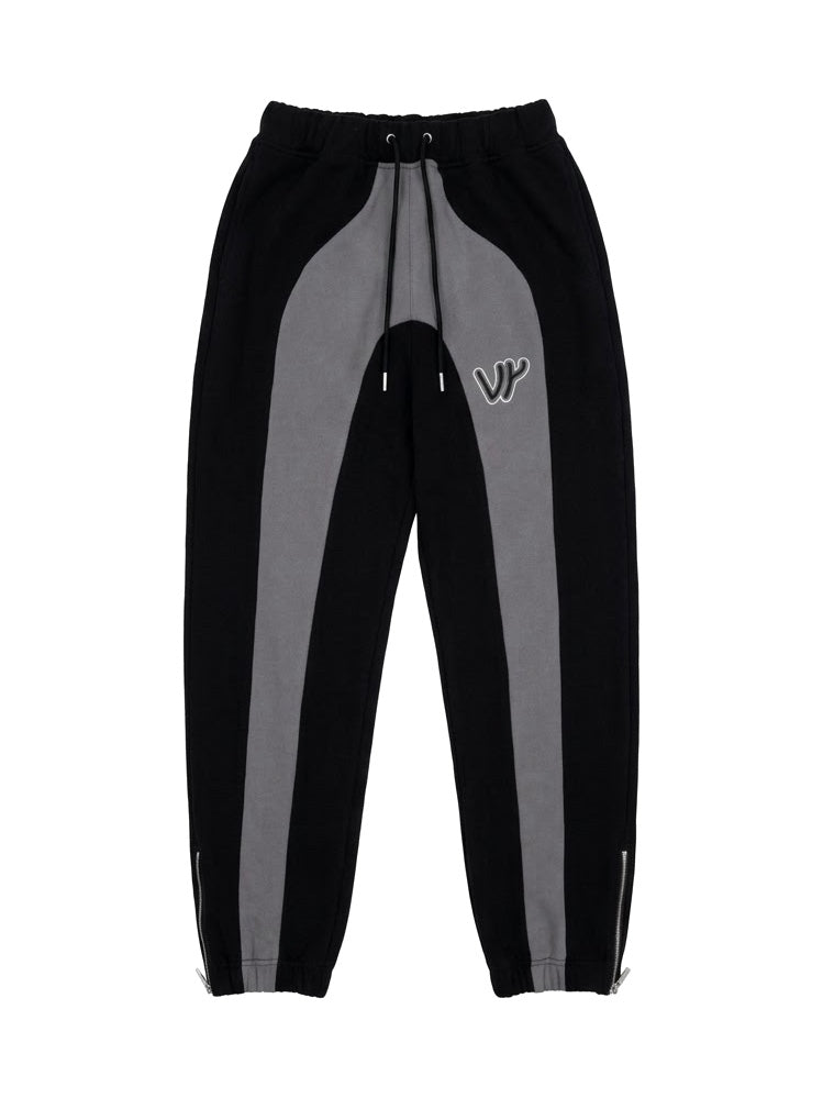 Jogging coton bi-color VENYCE — face, coloris noir et gris, monogramme VY brodé