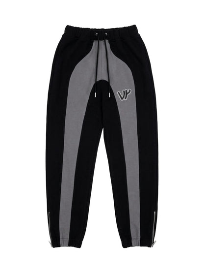 Jogging coton bi-color VENYCE — face, coloris noir et gris, monogramme VY brodé