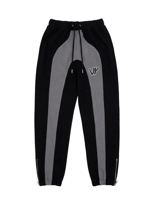 Jogging coton bi-color VENYCE — face, coloris noir et gris, monogramme VY brodé