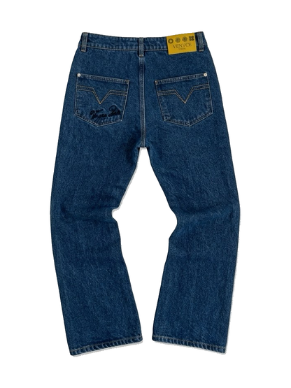 Jean Bootcut VENYCE — dos, poches brodées et patch cuir